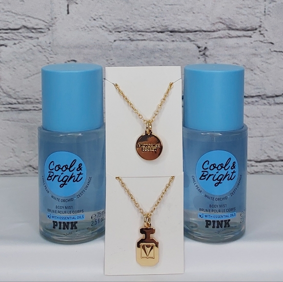 VICTORIA'S SECRET 'PINK' 'COOL & BRIGHT' 4-PIECE BODY MIST & BOTTLE CHARMS SET - Picture 11 of 16
